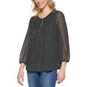 Tommy Hilfiger, Polka dot keyhole bouse, M